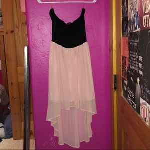Strapless Black/Pink High-Low Dress